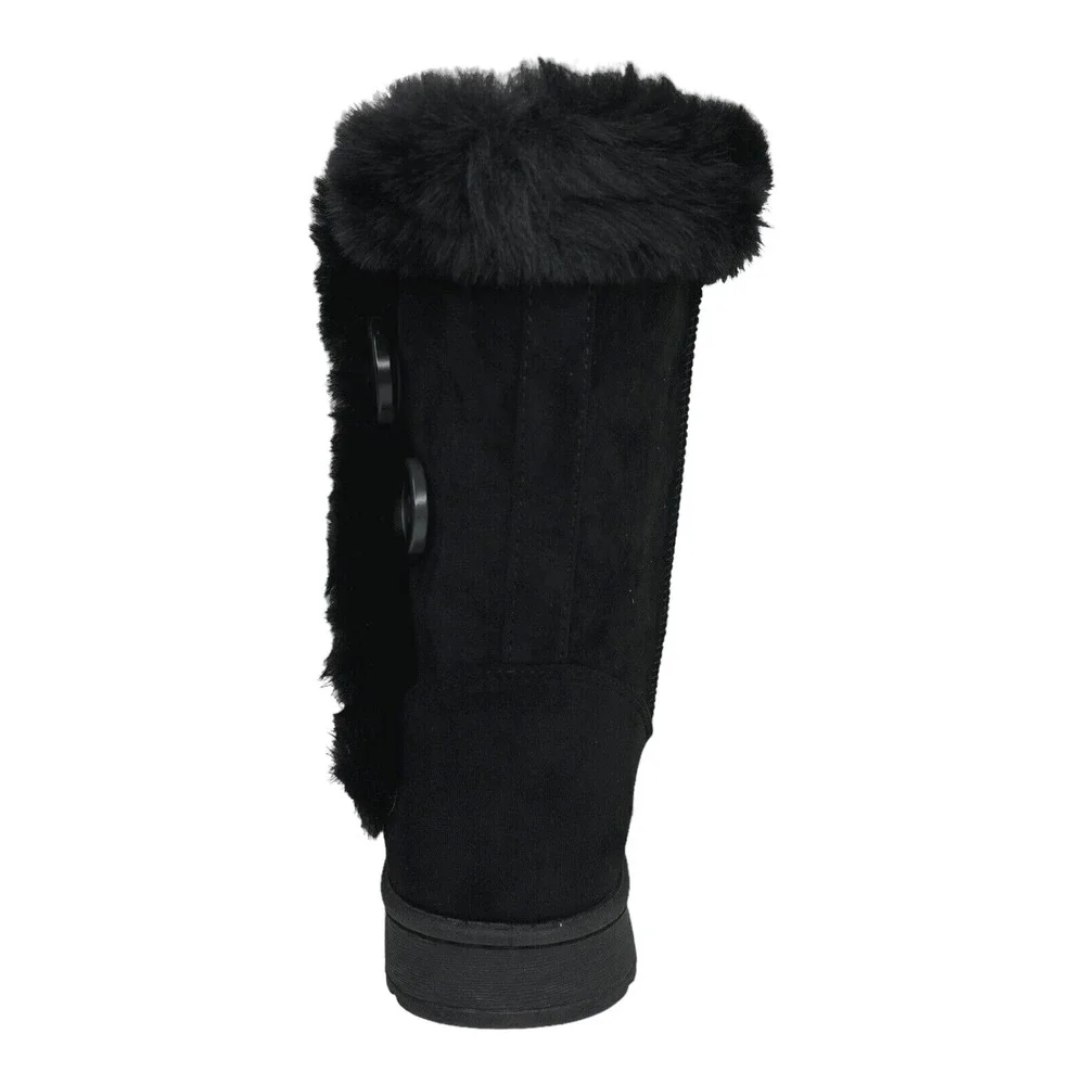 So‎ Abigail Women's Mid Calf Winter Boots Size 6-6.5 Black Faux Fur Lined Cozy